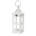 Lanterne décorative porte-bougie blanche en bois et verre Cork Promotion