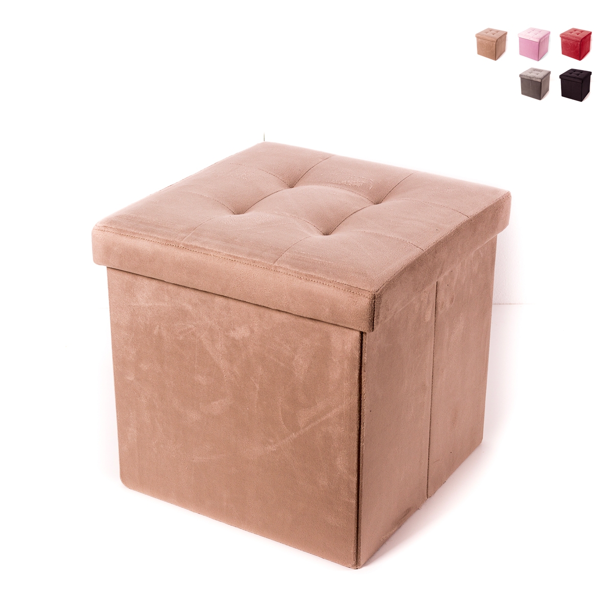 Vierkante fluwelen opbergpoef 38x38 cm Elisa Aanbieding Vierkante fluwelen opbergpoef 38x38 cm Elisa Aanbieding