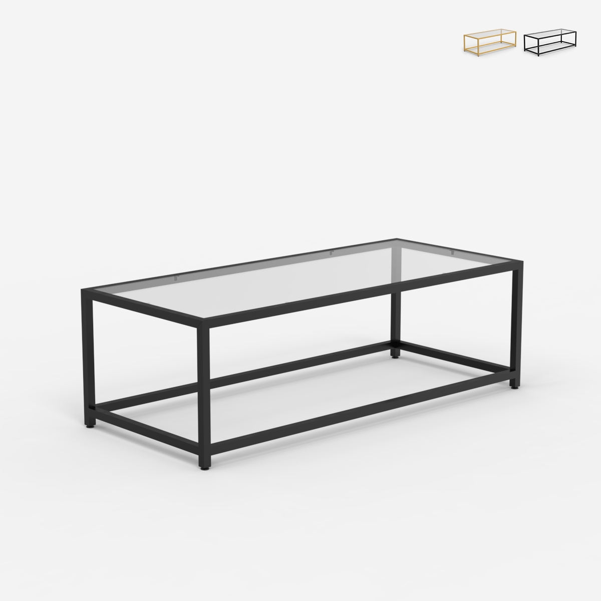 Table basse rectangulaire en métal avec plateau en verre Berillo Promotion Table basse rectangulaire en métal avec plateau en verre Berillo Promotion