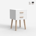 Houten nachtkastje in Scandinavische stijl in wit of zwart Corallo Aanbieding
