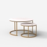 2 tables basses effet marbre blanc et métal doré Malachite Offre