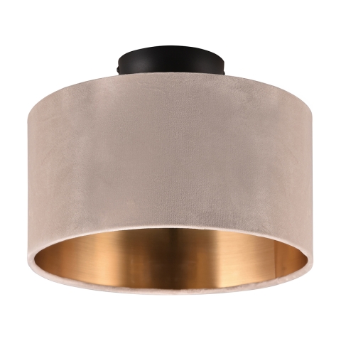 Plafonnier moderne avec abat-jour 30cm en velours beige et or Vetor Promotion