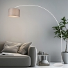 Lampadaire arc en métal blanc avec abat-jour en tissu gris Drask Vente
