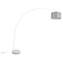 Lampadaire arc en métal blanc avec abat-jour en tissu gris Drask Réductions