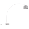 Lampadaire arc en métal blanc avec abat-jour en tissu gris Drask Réductions