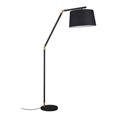 Moderne zwarte en gouden vloerlamp met stoffen lampenkap Kepas Aanbieding