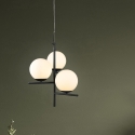 Suspension moderne à 3 lumières boule en verre blanc Lumoa Vente