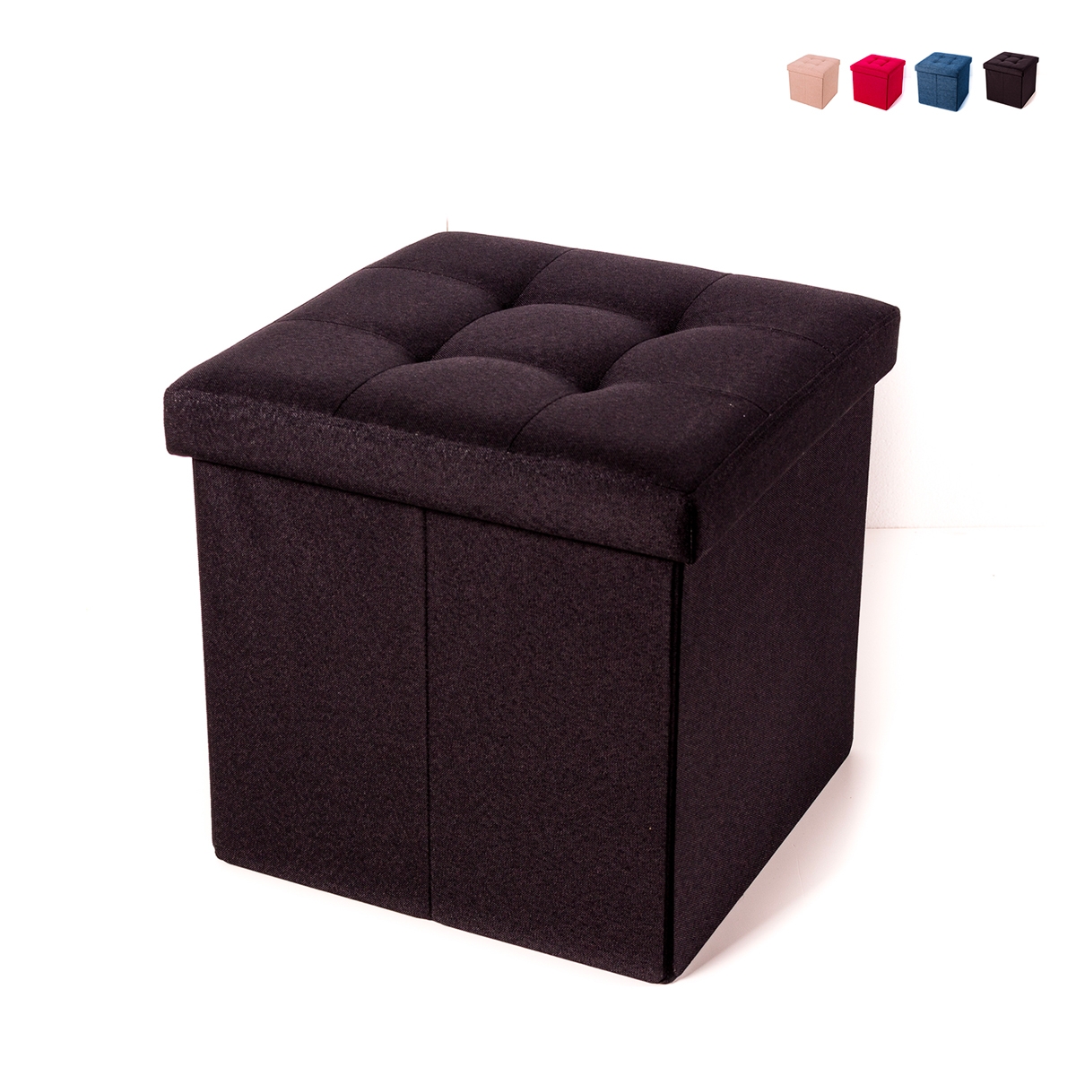 Pouf carré avec rangement en tissu pour salon 34x34cm Liberty Offre