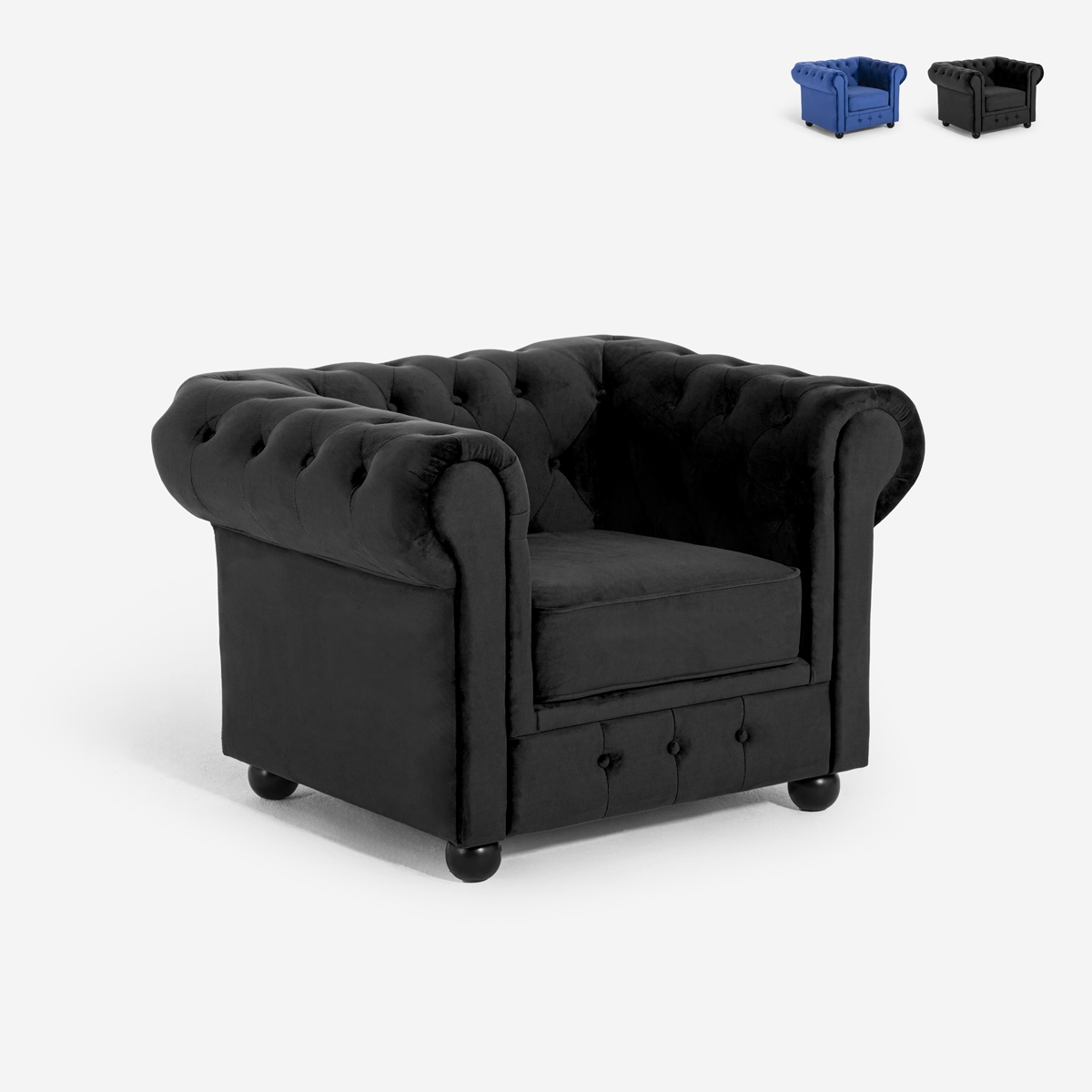 Fauteuil voor de woonkamer in klassieke stijl Chesterfield in fluweel Coventry Aanbieding Fauteuil voor de woonkamer in klassieke stijl Chesterfield in fluweel Coventry Aanbieding