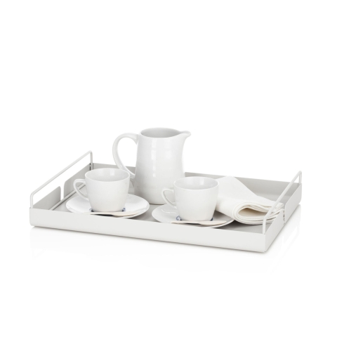 Plateau de service pour table cuisine en métal blanc Jax Promotion