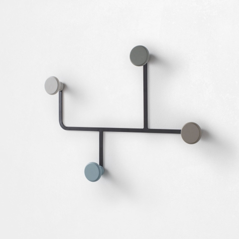 Kapstok voor aan de muur in metaal moderne stijl met 4 haken Hook Aanbieding