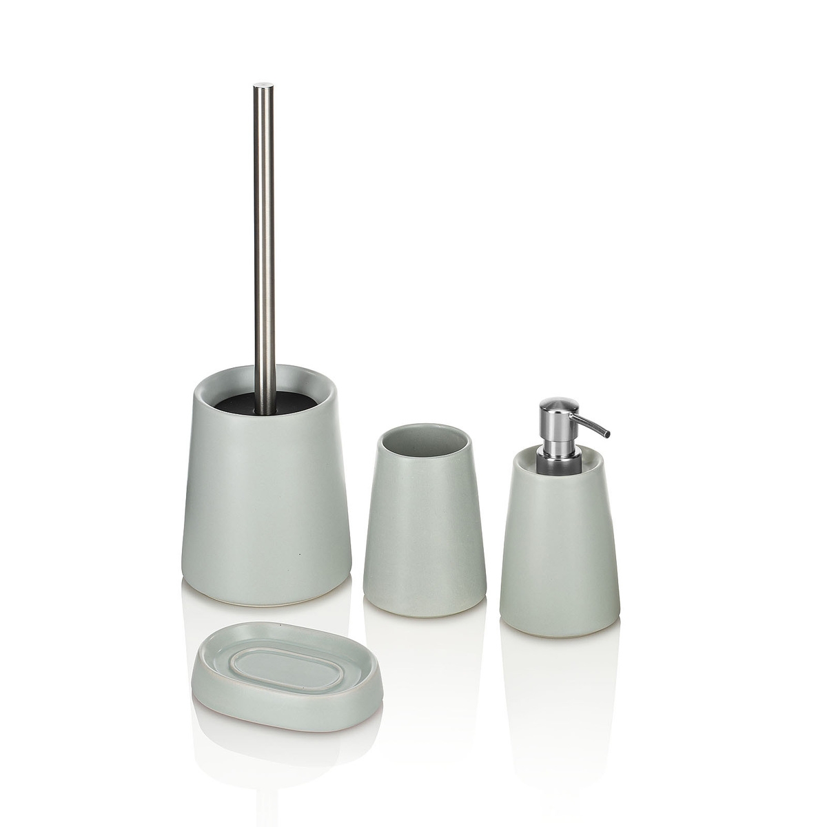 Ensemble accessoires de salle de bain 4 pièces en céramique gris mat Brooklyn Promotion Ensemble accessoires de salle de bain 4 pièces en céramique gris mat Brooklyn Promotion