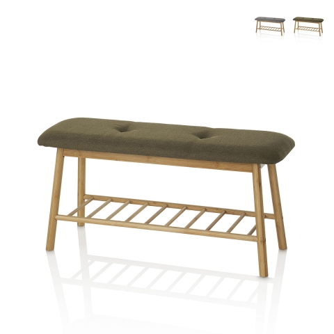 Banc à chaussures en bambou et tissu Flip pour entrée Promotion