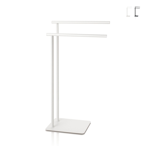 Porte-serviettes sur pied 2 barres en métal pour salle de bain Hiro Promotion