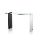 Moderne sidetable van hout en gebogen glas 120x40x75cm Feng M Kortingen