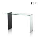 Moderne sidetable van hout en gebogen glas 120x40x75cm Feng M Aanbieding