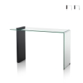 Moderne sidetable van hout en gebogen glas 120x40x75cm Feng M Aanbieding