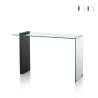 Moderne sidetable van hout en gebogen glas 120x40x75cm Feng M Aanbieding