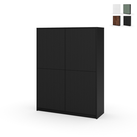 Modern verrijdbaar hoog dressoir met geribbelde deuren Budapest Aanbieding