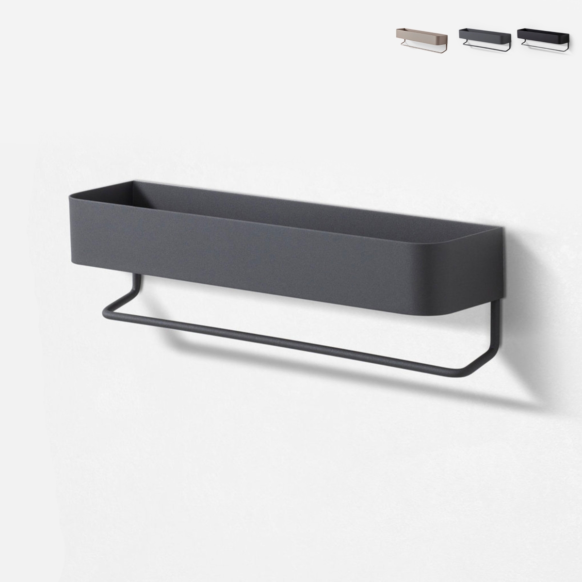 Metalen wandplank met matte afwerking en Lara steun. Voorraad