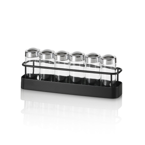 Porte-épices de cuisine avec ensemble de 6 bocaux en verre Lyu Promotion