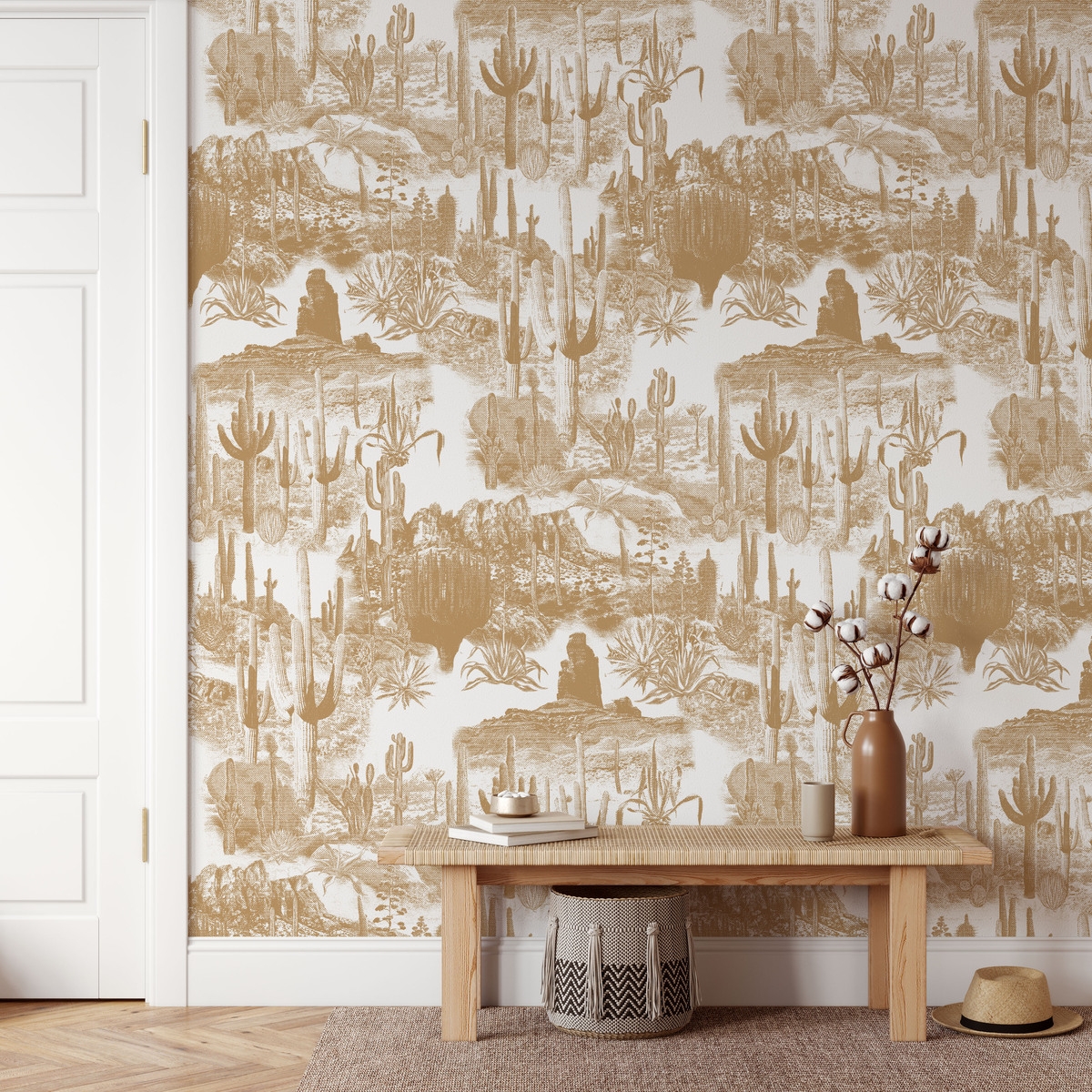 Beige zelfklevend bloemenbehang voor woonkamer Cactus nel Deserto Aanbieding Beige zelfklevend bloemenbehang voor woonkamer Cactus nel Deserto Aanbieding