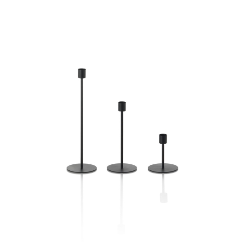 Set de 3 porte-bougies en métal noir style minimal Zen Promotion