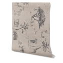 Papier peint vintage animaux safari beige pour tête de lit Offre
