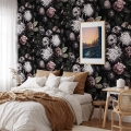 Papier peint floral pour chambre à coucher shabby chic Floréale Scura Promotion