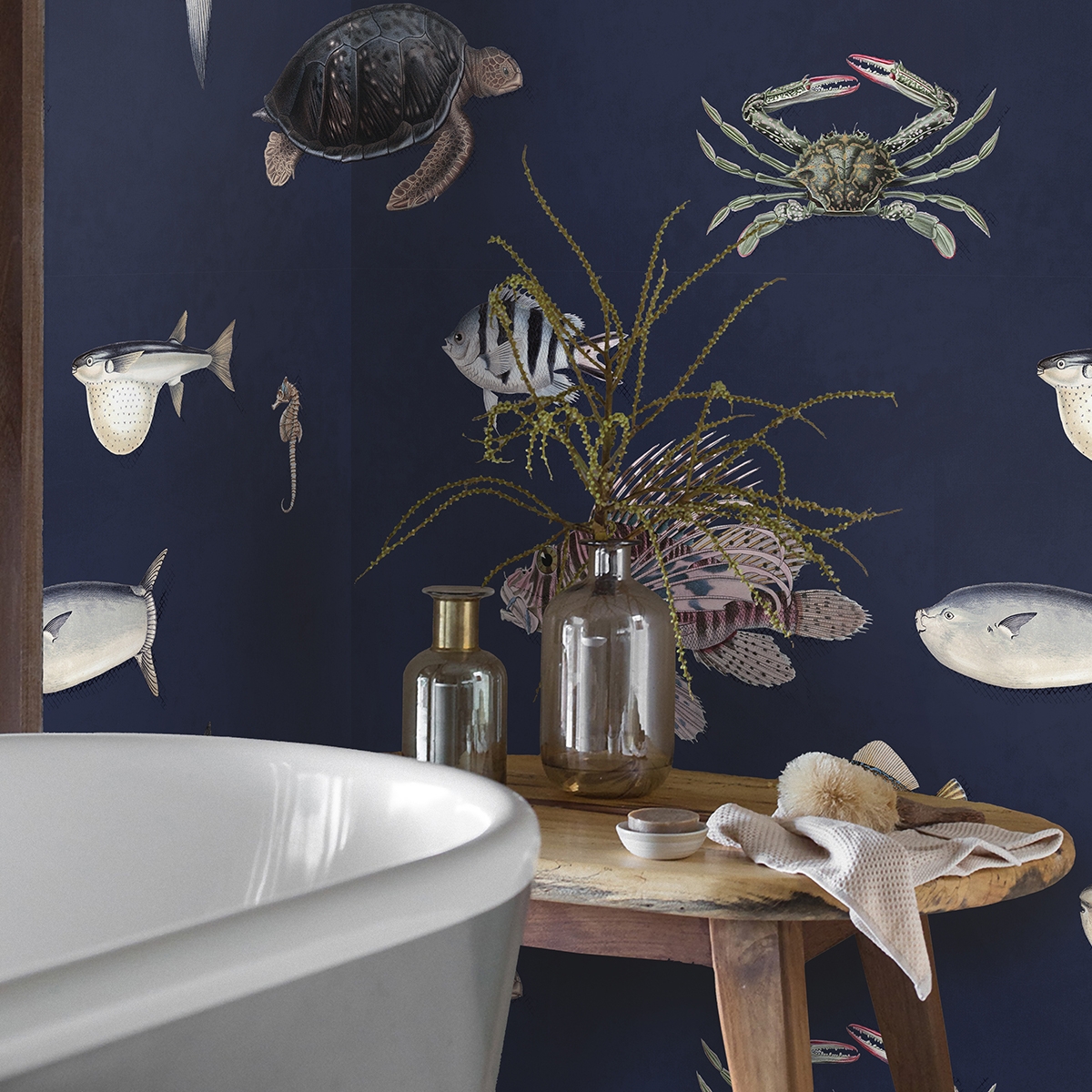 Moderne realistische maritieme designbehang Tropische Blauwe Vissen Aanbieding Moderne realistische maritieme designbehang Tropische Blauwe Vissen Aanbieding