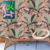 Papier peint raffiné floral style jungle Bosco Tropicale Rose Remises
