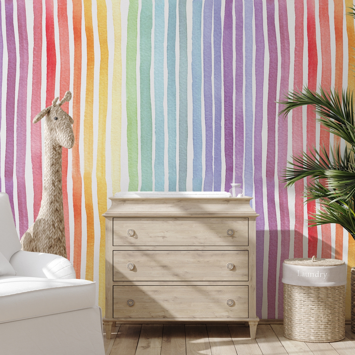 Zelfklevend gekleurd behang voor kinderkamer Regenboogstrepen Aanbieding Zelfklevend gekleurd behang voor kinderkamer Regenboogstrepen Aanbieding