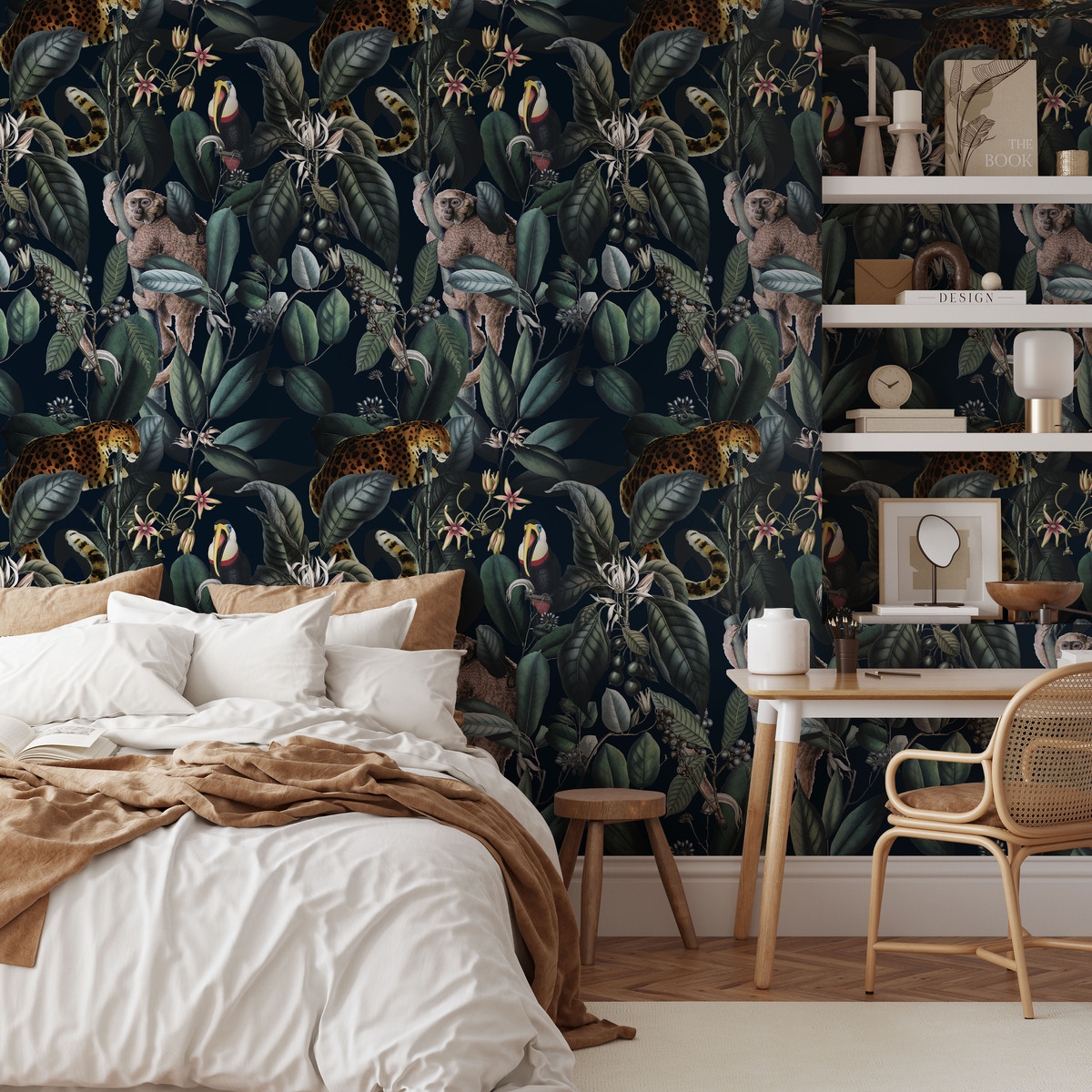Behang Bloemen Jungle Botanisch voor Slaapkamer Aanbieding Behang Bloemen Jungle Botanisch voor Slaapkamer Aanbieding