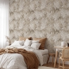 Elegante beige bloemenbehang voor slaapkamer, Hedera bladeren Verkoop