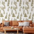 Papier peint adhésif forêt pour salon entrée Pini Verdi Promotion
