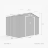 Tuinhuis schuur van gegalvaniseerd plaatstaal 277x191x202 cm Ortisei NATURE Afmetingen