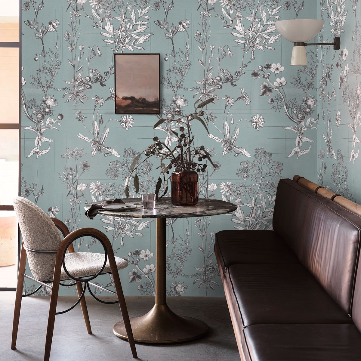 Elegante behang met bladeren slaapkamer Bloemillustraties Aanbieding Elegante behang met bladeren slaapkamer Bloemillustraties Aanbieding
