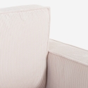 Hoekslaapbank met chaise longue in geribbelde stof Leka Keuze