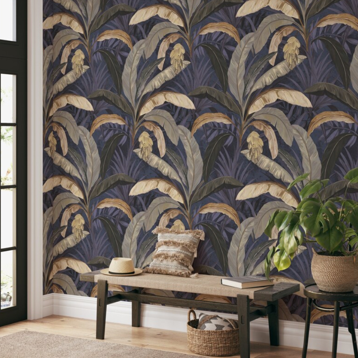 Papier peint plantes nature jungle fond bleu Giungla Botanica Promotion Papier peint plantes nature jungle fond bleu Giungla Botanica Promotion