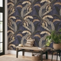 Behang Jungle Botanica Blauw Plantennatuur Achtergrond Aanbieding