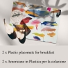 Set van 2 wasbare gekleurde placemats in plastic, model Pennellate Verkoop