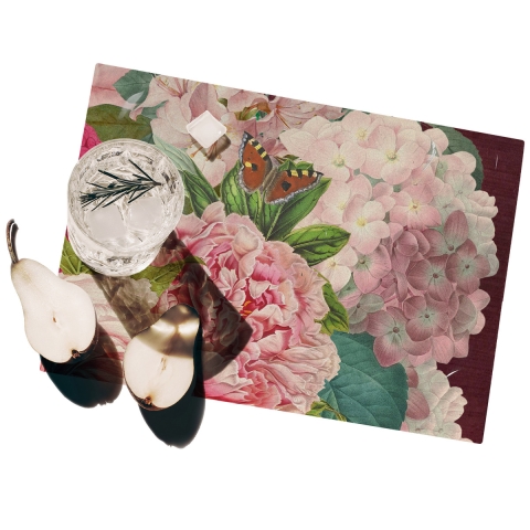 Ensemble de 2 sets de table style floral en plastique lavables Velvet Promotion
