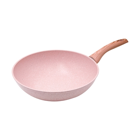 Wok antiadhésif effet granit rose 28 cm Bisetti Stonerose Promotion
