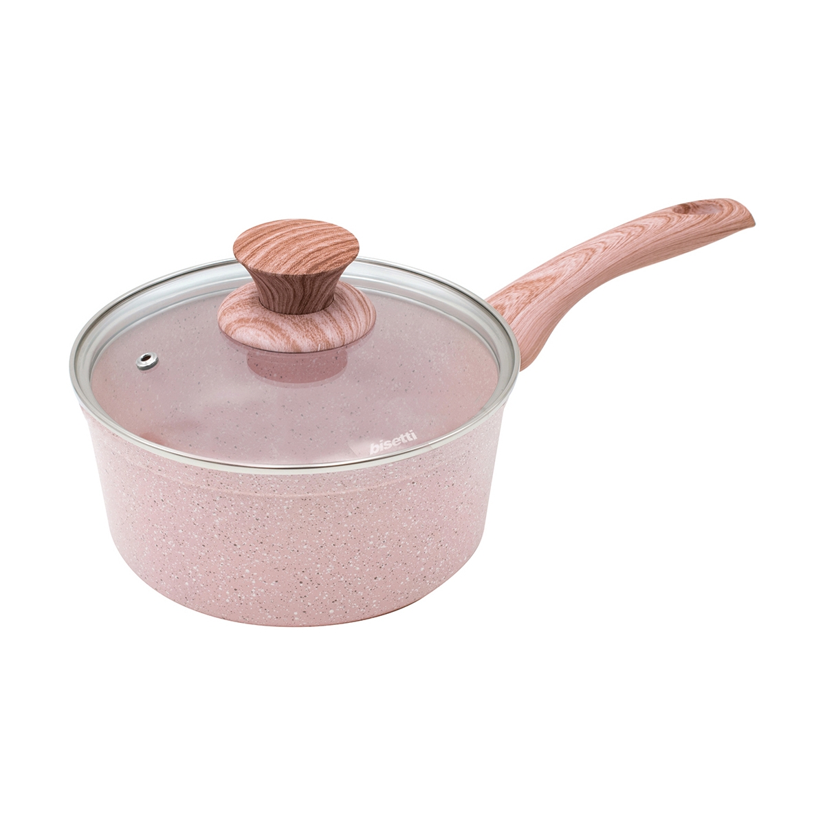 Casserole 18cm en aluminium avec couvercle granite rose Bisetti Stonerose Promotion Casserole 18cm en aluminium avec couvercle granite rose Bisetti Stonerose Promotion