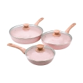 Ensemble de 3 poêles antiadhésives en aluminium effet granit rose Stonerose Promotion