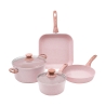 Batterie de cuisine 6 pièces poêle grill pierre rose Stonerose Promotion