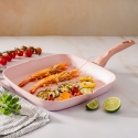Batterie de cuisine 6 pièces poêle grill pierre rose Stonerose Vente