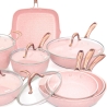 Batterie de cuisine 13 pièces effet granit rose avec manche en acier Stonerose Vente