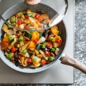 Poêle antiadhésive 24 cm effet pierre avec couvercle Pierre Gourmet Vente
