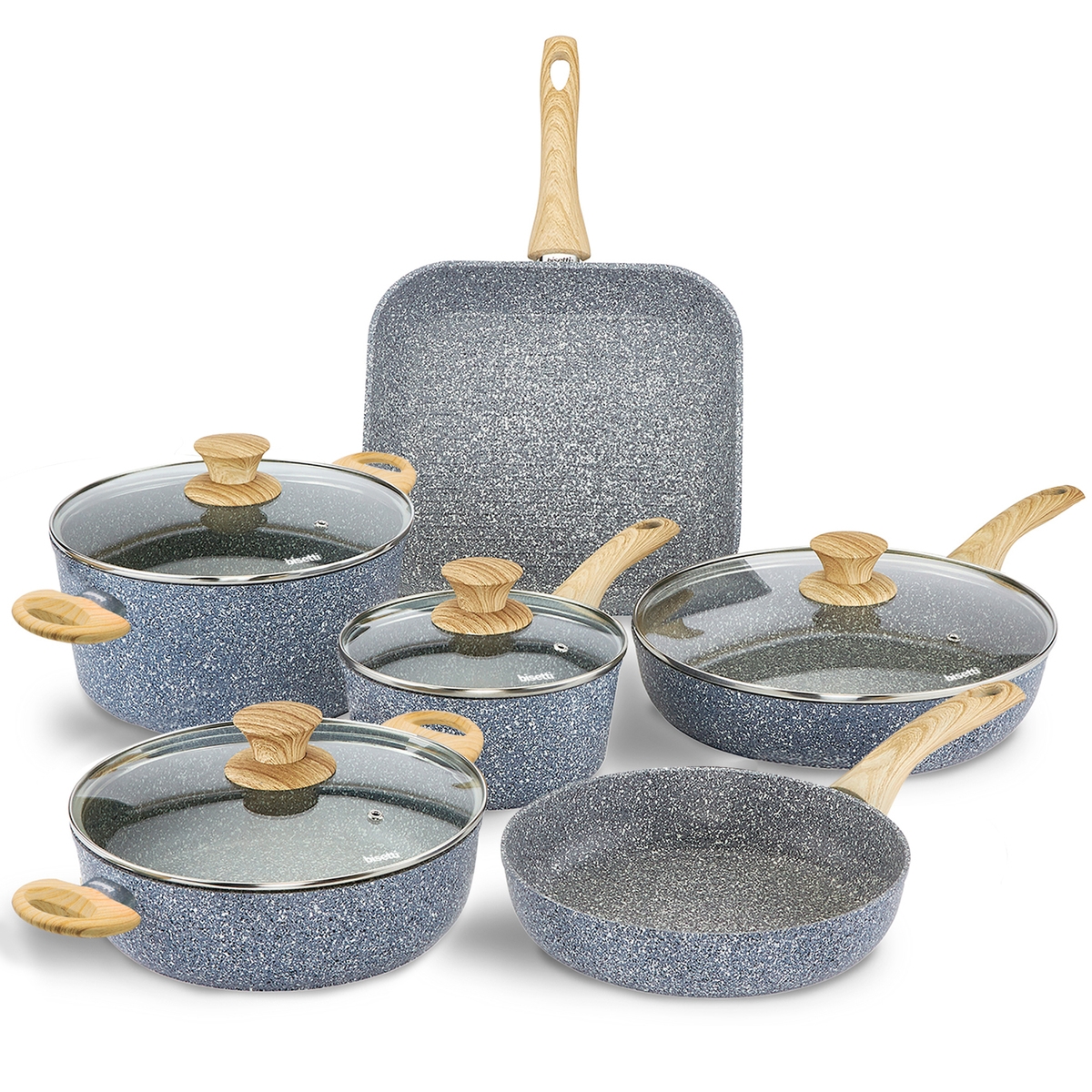 Set van 10 stuks antiaanbak aluminium pannen Pierre Gourmet Aanbieding